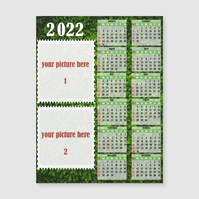 Carte Magnétique 2022 Photo Calendrier personnalisé Aimant frigo (Devant)