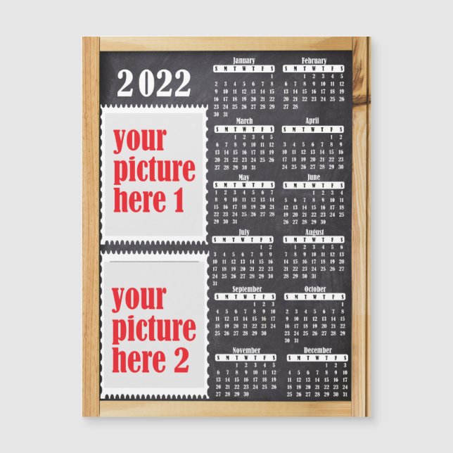 Carte Magnétique 2022 Photo Calendrier personnalisé Aimant frigo (Devant)
