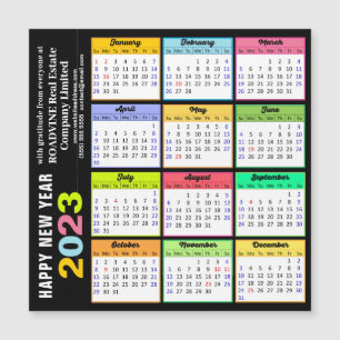 Carte Magnétique 2023 Calendrier coloré Entreprise moderne Magnétiq