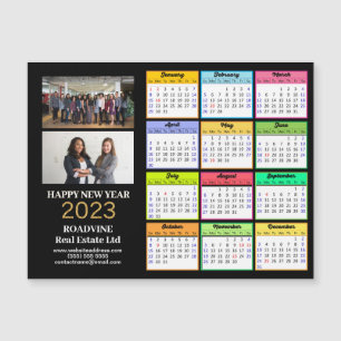 Carte Magnétique 2023 Entreprise 2 Photo moderne couleur Calendrier
