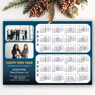 Carte Magnétique 2024 2025 Calendrier Entreprise 2 Photo Bleu magné