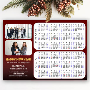 Carte Magnétique 2024 2025 Calendrier Entreprise 2 Photo Rouge magn