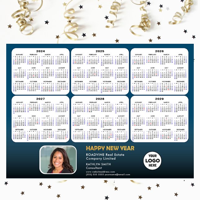 Carte Magnétique 2024-2029 Calendrier Entreprise Photo Bleu Magnéti (Créateur téléchargé)