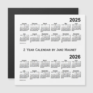 Carte Magnétique 2025-2026 blanc calendrier de 2 ans par l'aimant
