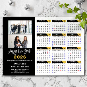 Carte Magnétique 2025 Calendrier Black Gold Business 2 Photo Magnét