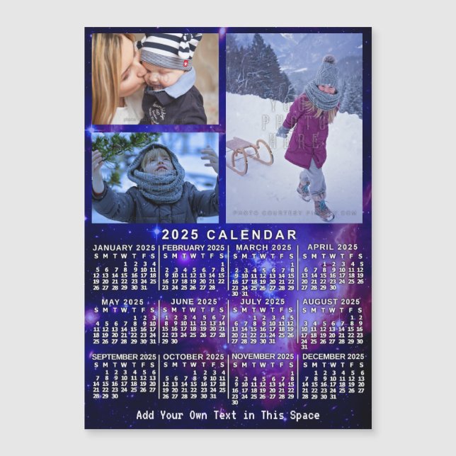 Carte Magnétique 2025 Calendrier Espace Nebula 3 photos personnalis (Devant)