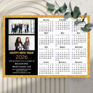 Carte Magnétique 2025 Calendrier Gold Black Business 2 Photo Magnét