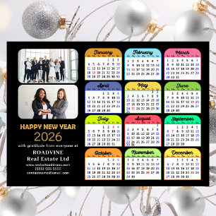 Carte Magnétique 2025 Calendrier Gold Black Business 2 Photo Magnét