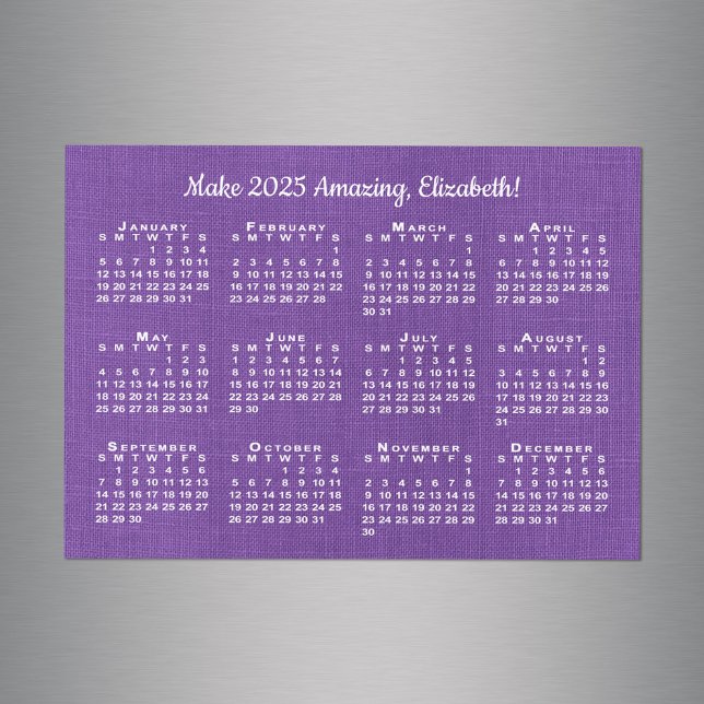 Carte Magnétique 2025 Calendrier Motivation Nom personnalisé Purple (2025 Calendar Motivation Custom Name Purple Magnet in situ)