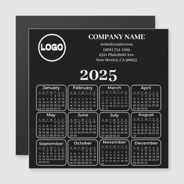 Carte Magnétique 2025 Calendrier Personnalisé Nom de l'entreprise e (Devant / Derrière)