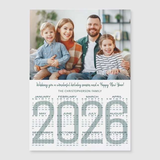 Carte Magnétique 2026 Calendar Custom Color Modern Christmas Card (Devant)