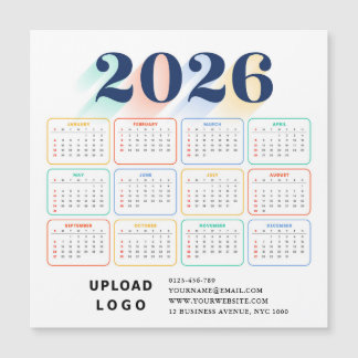 Carte Magnétique 2026 Calendar Minimal Modern Elegant Custom Logo