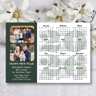 Carte Magnétique 2026 Calendrier 2 Photo Moderne Sage Vert Magnétiq