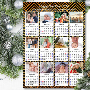 Carte Magnétique 2026 Calendrier Famille 12 Photo Moderne Black Gol