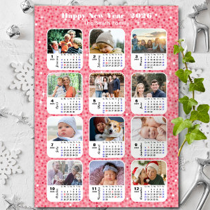 Carte Magnétique 2026 Calendrier Famille 12 Photo Parties scintilla