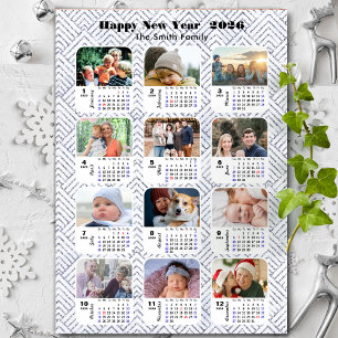 Carte Magnétique 2026 Calendrier Famille Photo moderne Parties scin