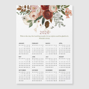 Carte Magnétique 2026 Élégant Rose Gold Floral Calendrier magnétiqu