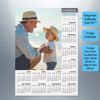Carte Magnétique 2026 Fridge Photo Calendar / Family