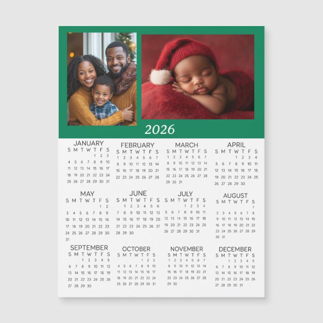 Carte Magnétique 2026 Personalized Photos Mini Calendar (Devant)