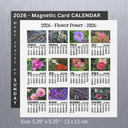 Carte Magnétique 2026 Personnalisé Fleur magnétique blanc Calendrie