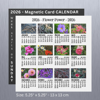Carte Magnétique 2026 Personnalisé Fleur magnétique blanc Calendrie