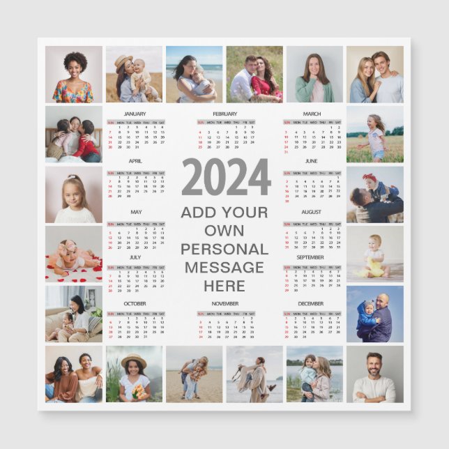 Carte Magnétique 20 Collage Photo 2024 Année En Coup D'Oeil Calendr (Devant)