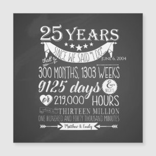 Carte Magnétique 25e anniversaire de mariage, tableau noir, 25 ans