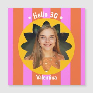 Carte Magnétique 30e anniversaire photo colorée rose jaune tendance