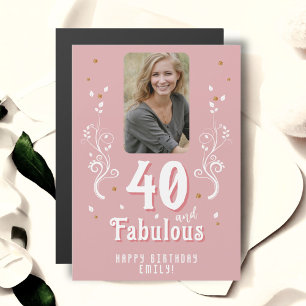 Carte Magnétique 40 et Fabulous Foliage rose photo 40e anniversaire