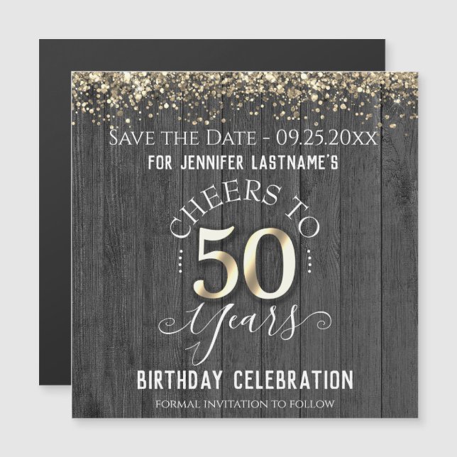 Carte Magnétique 50e anniversaire d'or Enregistrer l'aimant de date (Devant / Derrière)