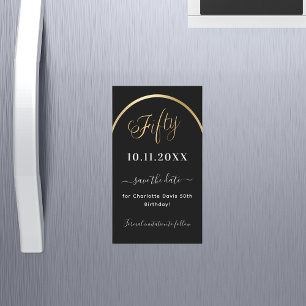 Carte Magnétique 50e anniversaire or noir Enregistrer l'aimant Date