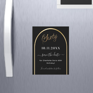 Carte Magnétique 60e anniversaire or noir Enregistrer l'aimant Date