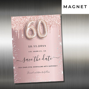 Carte Magnétique 60e anniversaire parties scintillant de broussaill