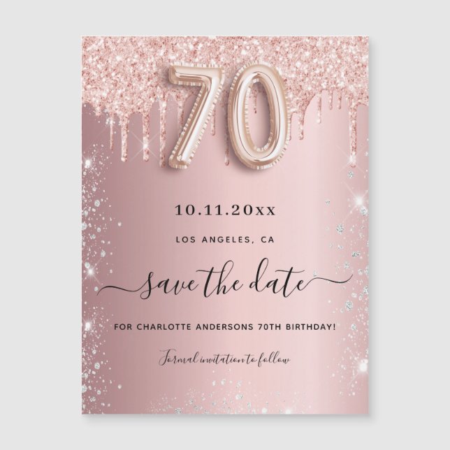 Carte Magnétique 70e anniversaire parties scintillant de broussaill (Devant)