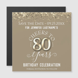 Carte Magnétique 80e anniversaire d'or Enregistrer l'aimant de date