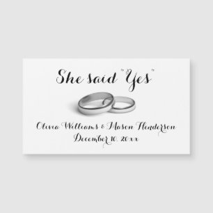 Carte Magnétique Abordable - Elle a dit "Oui" Enregistrer l'aimant 