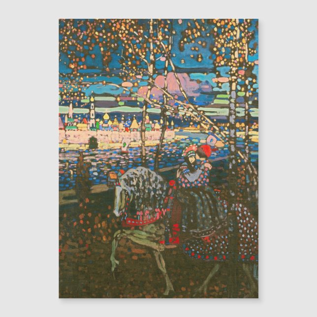 Carte Magnétique Abstrait Kandinsky équitation Couple coloré (Devant)
