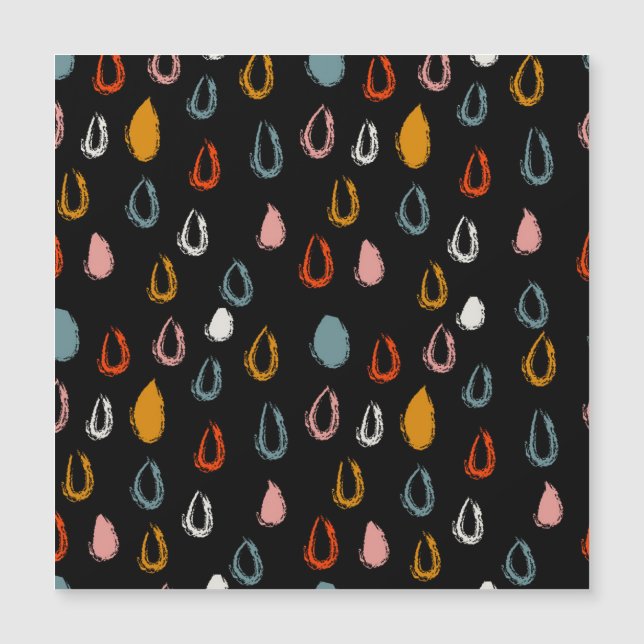 Carte Magnétique Abstraite goutte de pluie boho, doodle tribal. (Devant)