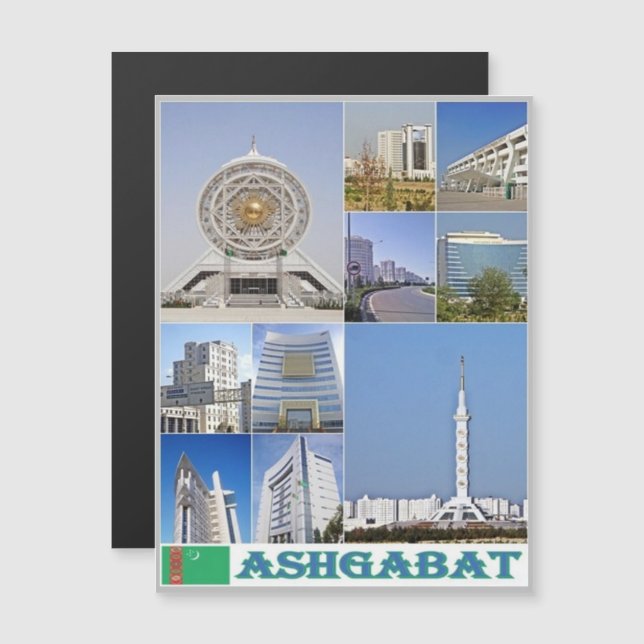 Carte Magnétique Achgabat - Turkménistan - Mosaïque - (Devant / Derrière)