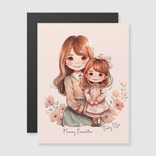 Carte Magnétique Adorable maman et fille Bond