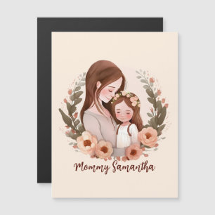 Carte Magnétique Adorable maman et fille Bond - Cadre Floral
