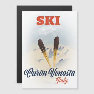 Carte Magnétique Affiche de ski Curon Venosta Italie