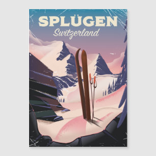 Carte Magnétique affiche de ski de splügen Suisse