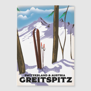 Carte Magnétique Affiche de ski Greitspitz Suisse & Autriche