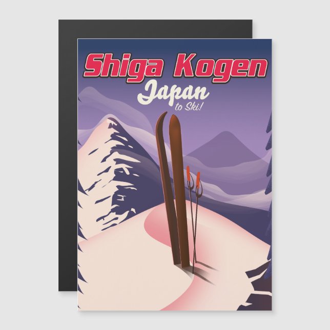 Carte Magnétique affiche de ski shiga kogen japon (Devant / Derrière)