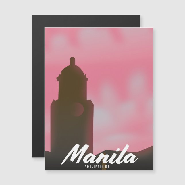 Carte Magnétique Affiche de voyage de Manille Philippines. (Devant / Derrière)