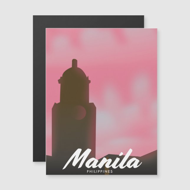 Carte Magnétique Affiche de voyage de Manille Philippines. (Devant / Derrière)