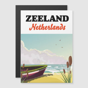 Carte Magnétique affiche de voyage de plage Zeeland Pays-Bas