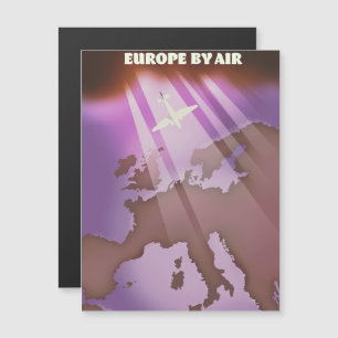 Carte Magnétique Affiche de voyage de style vintage Europe By Air.