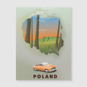 Carte Magnétique Affiche de voyage illustrée de Pologne.